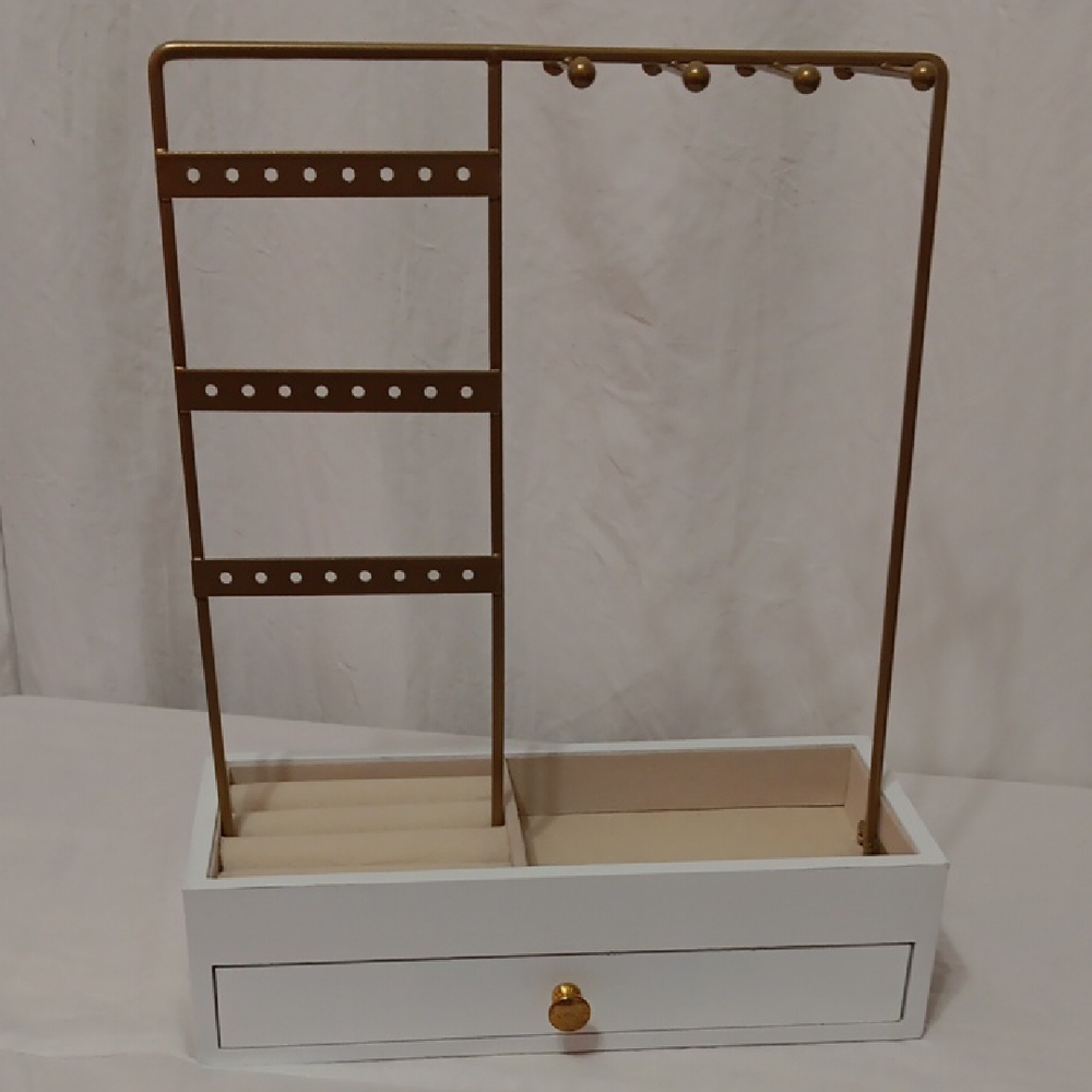 Chic Gold and White Jewelry Organizer